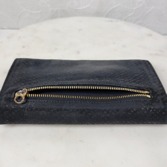 See By Chloe Checkbook Wallet 7.25" Black Soft Embossed Leather Bi-Fold Clutch - Picture 10 of 16
